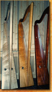 From left to right: Blonde, Amber and Reddish Brown harp colours 