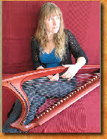 Kirsty Whatley with her Gothic harp